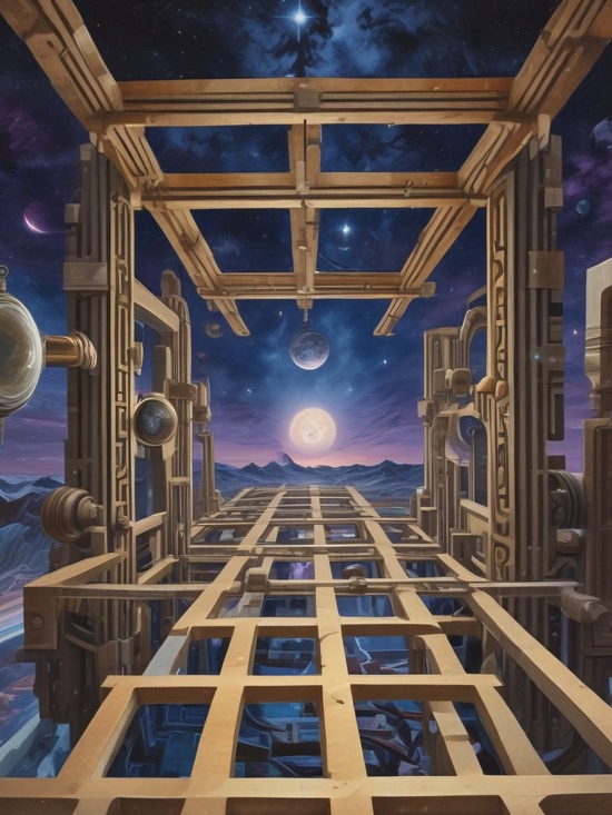 Seaglasscoaztallemonades.com Other - Surreal Celestial Architecture Art Print in Blue and Gold by Kirsten Scritsmier